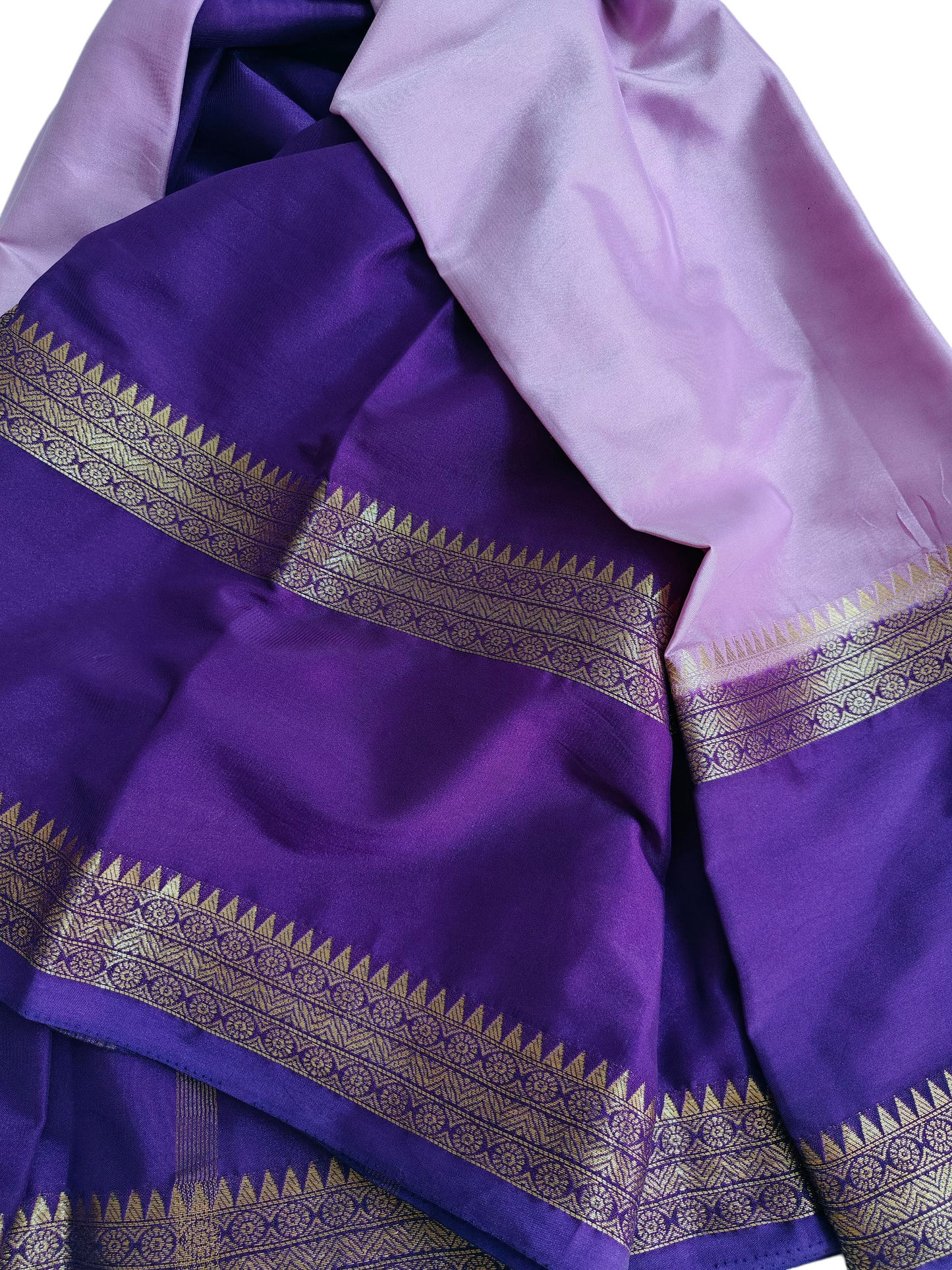 Lilac & purple semi crepe silk