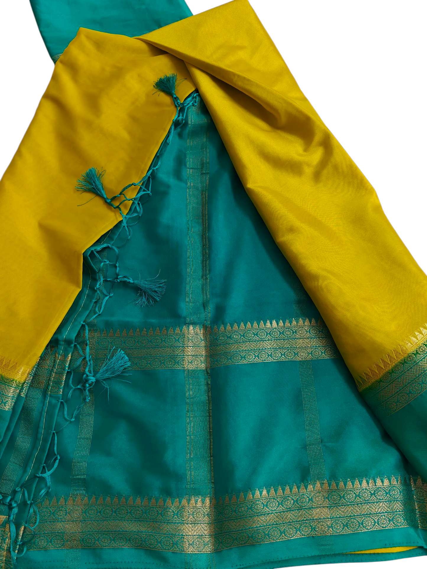 Mustard & Rama green crepe silk