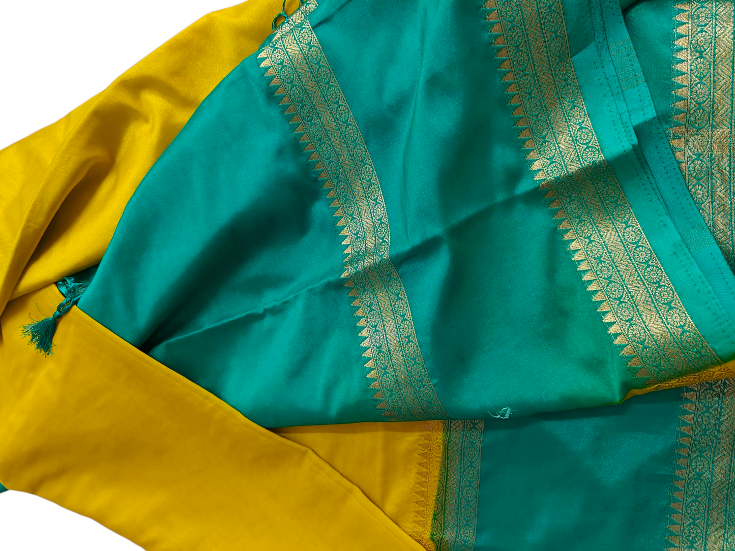 Mustard & Rama green crepe silk