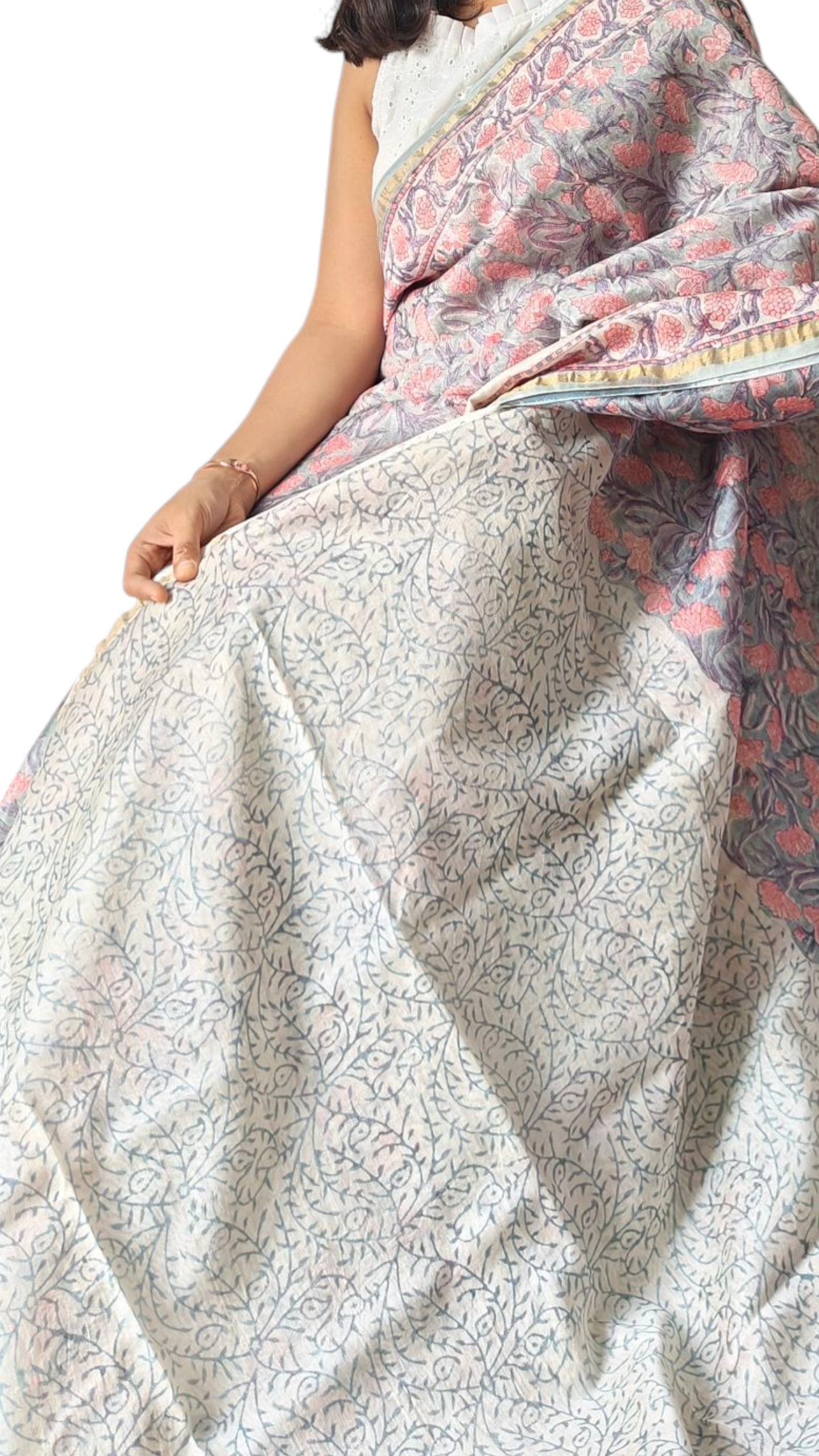 Pastel Green floral Chanderii silk