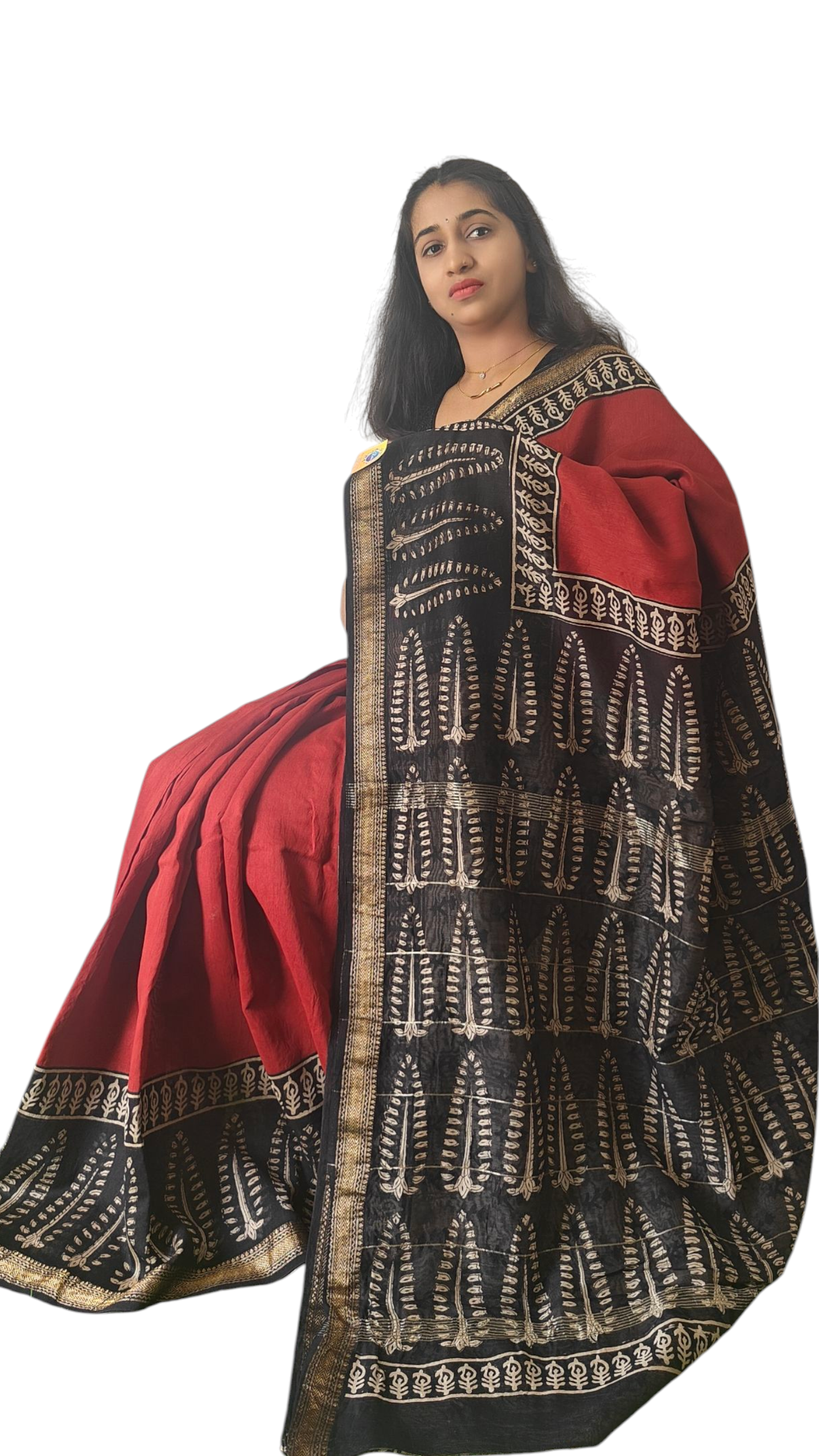 Red & Black Maheshwari silk