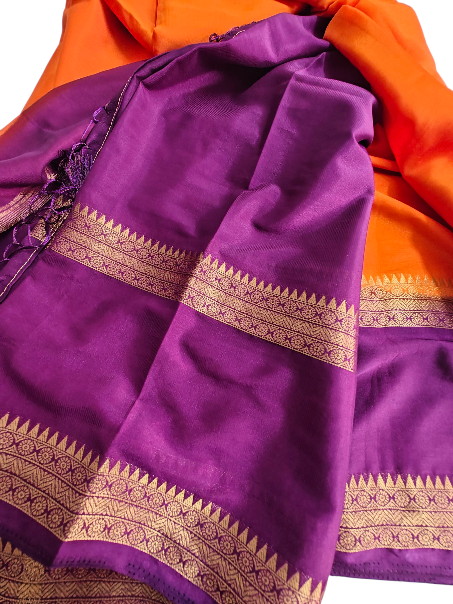 Orange & pure semi crepe silk