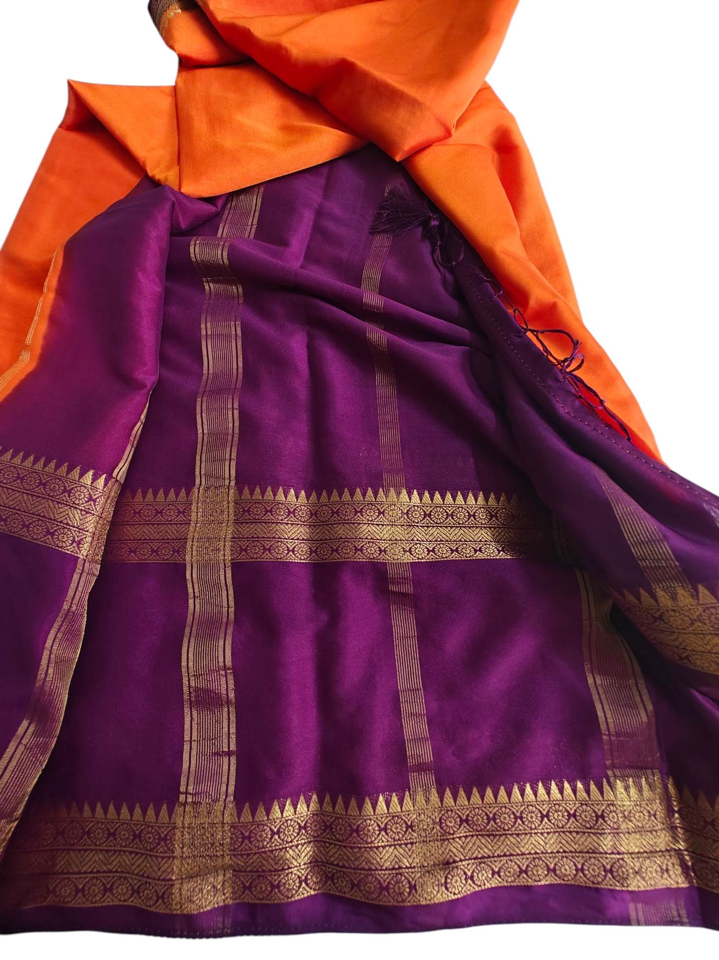 Orange & pure semi crepe silk