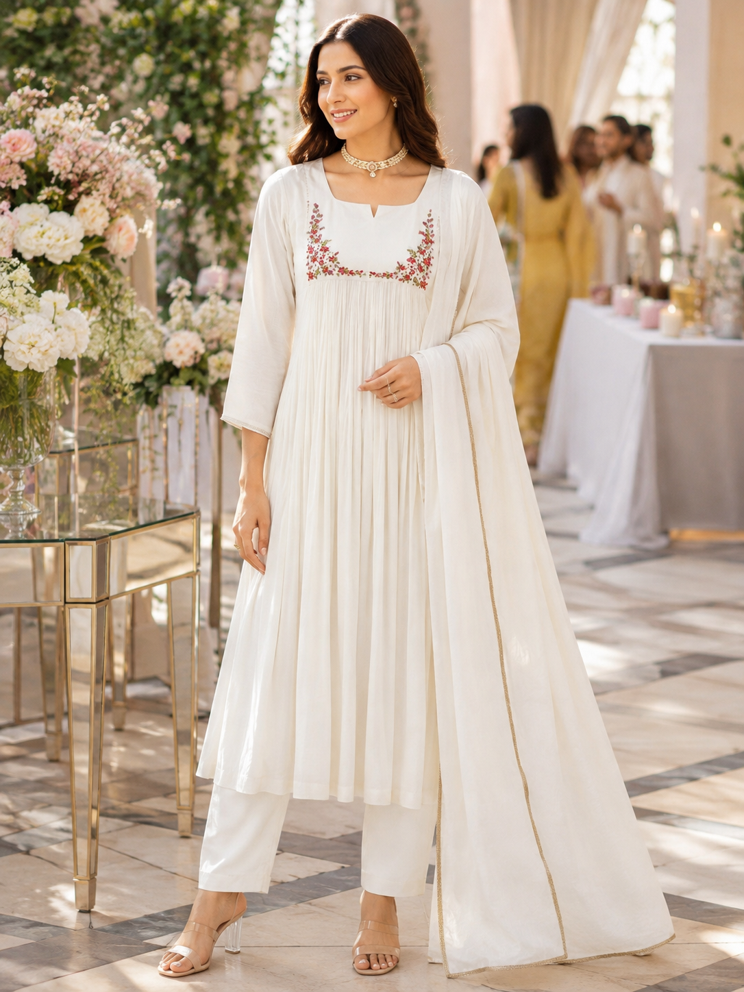 Mul chanderi white