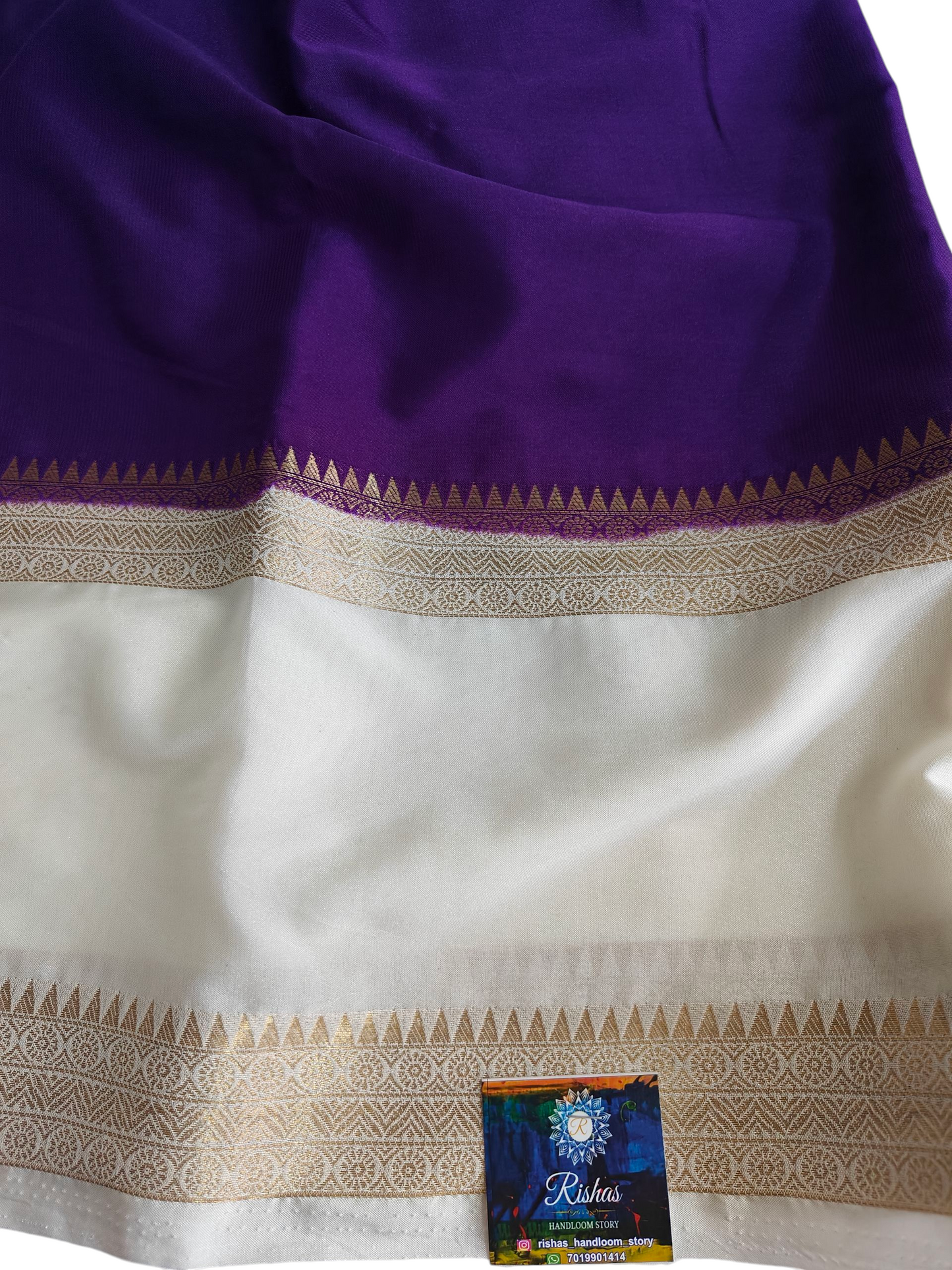 purple & white semi crepe silk